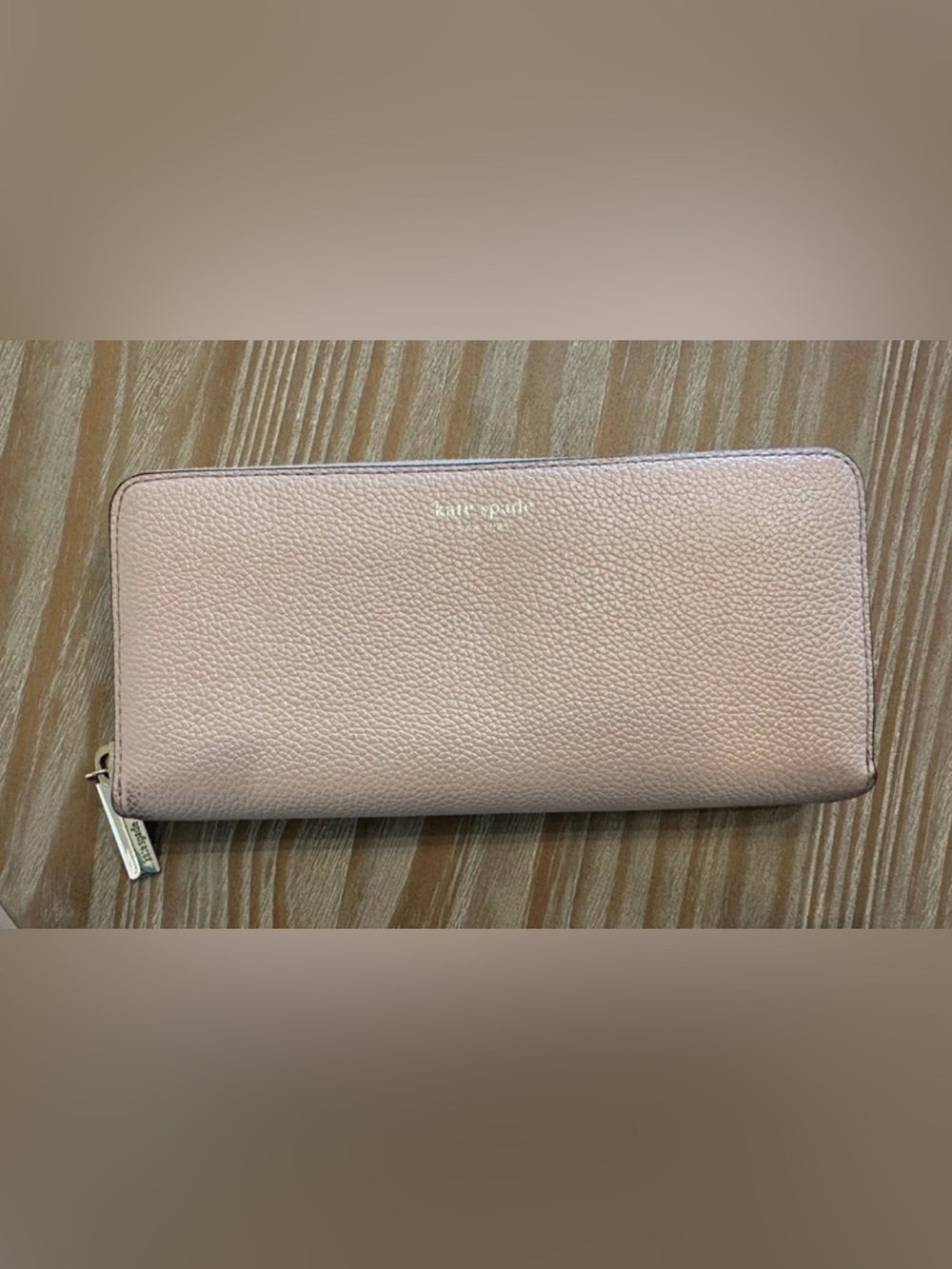 Kate Spade Blush Pink Pebbled Leather Zip Wallet